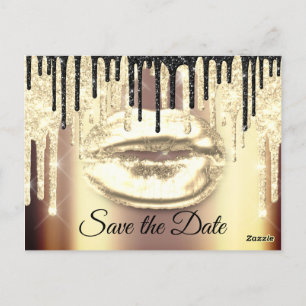 Sweet 16th Bridal Quinceanera Drips Glitter Gold Postcard