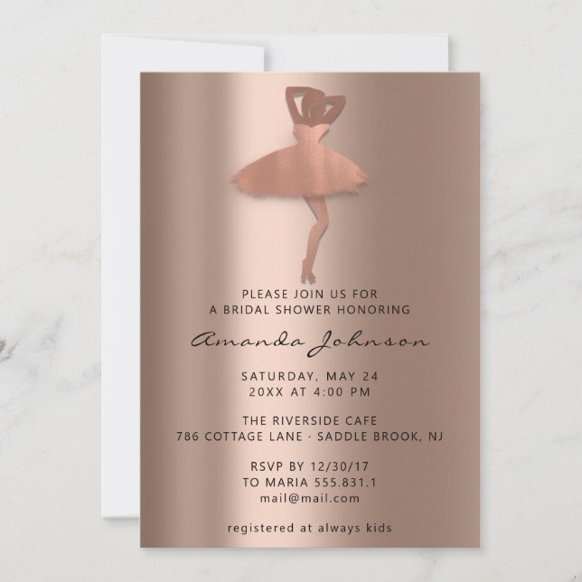 Sweet 16th Bridal Shower Princess Rose Gold Dress Invitation (Front)