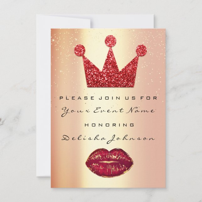 Sweet 16th Bridal Shower Quinceanera Kiss Crown Invitation (Front)