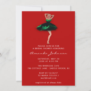 Sweet 16th Bridal Shower Red Green Dress Invitation