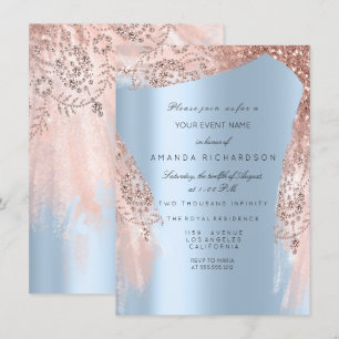 Sweet 16th Bridal Shower Silver Royal Blue Dress Invitation