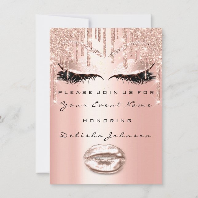 Sweet 16th Drips Glitter Bridal Shower Makeup VIP Invitation (Front)
