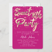 Sweet 16th Instant Download Pink Gold Confetti