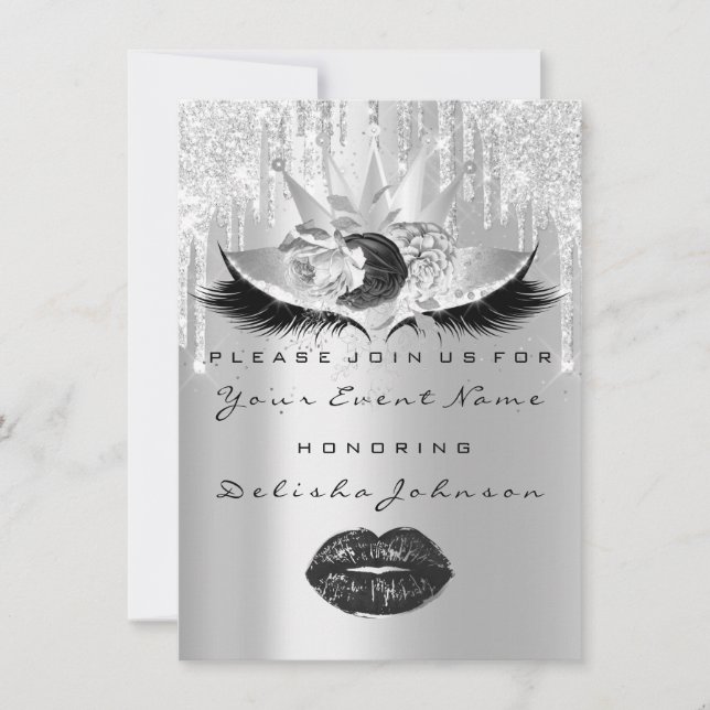 Sweet 16th Quinceanera  Bridal Makeup Crown Roses Invitation (Front)