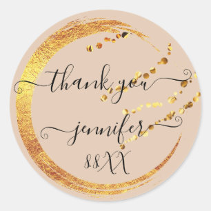 Sweet 16th Thank You Date Bridal Beige Gold Honey Classic Round Sticker