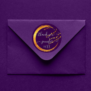 Sweet 16th Thank You Date Bridal Purple Gold Honey Classic Round Sticker