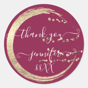 Sweet 16th Thank You Gold Save The Date Pink Classic Round Sticker