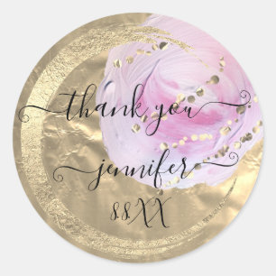 Sweet 16th Thank You Gold Save The Date Pinky Classic Round Sticker