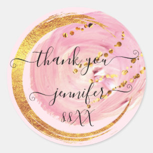 Sweet 16th Thank You Save The Date Pink Powder Classic Round Sticker
