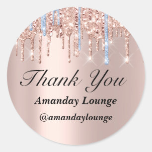 Sweet 16th Wedding Bridal Shower Thank Blue Rose Classic Round Sticker