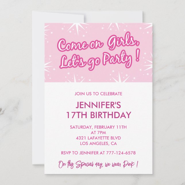 Sweet 17 birthday invitation elegant girly  (Front)