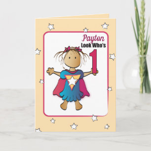 Sweet 1 Birthday Card for Super Girl
