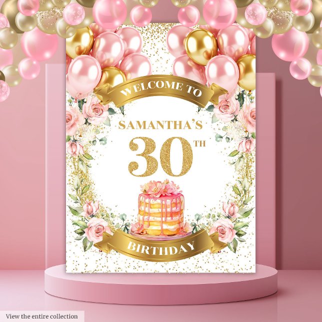 Sweet 30 Birthday Blush Gold Celebration Tapestry (Sweet 30th Birthday Blush Gold Celebration Tapestry)