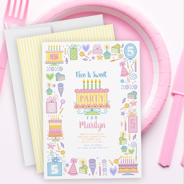Sweet 5th Birthday Invitation (Creator Uploaded)