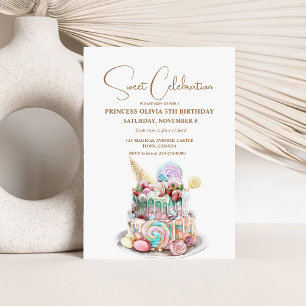 Sweet 5th Girly Birthday Invitation