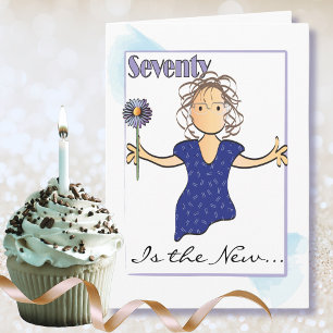Sweet 70 Birthday Card with Flower for Her  