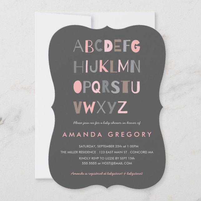 Sweet ABC Modern Baby Shower Invitation (Front)