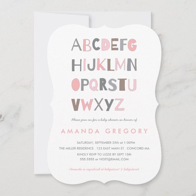 Sweet ABC Modern Baby Shower Invitation (Front)