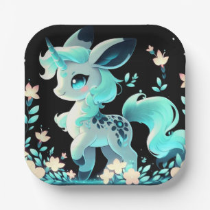 Sweet Adorable Unicorn Baby Shower Paper Plate