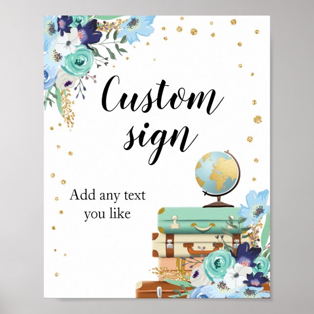 Sweet Adventures sign Travel Shower Custom Globe (Front)