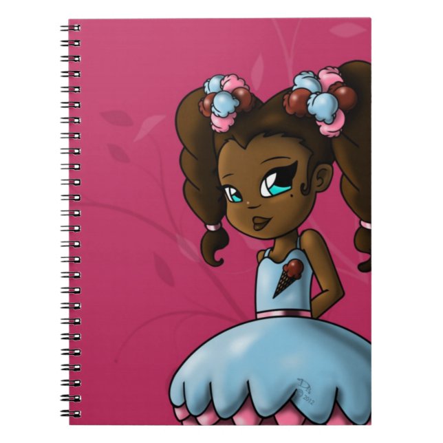 Sweet African American Girl and Ice Cream Notebook (Front)