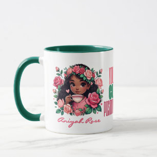 Sweet African American Girl Floral Tea Lover Mug