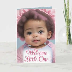 Sweet African American Infant Girl Welcome Baby Card