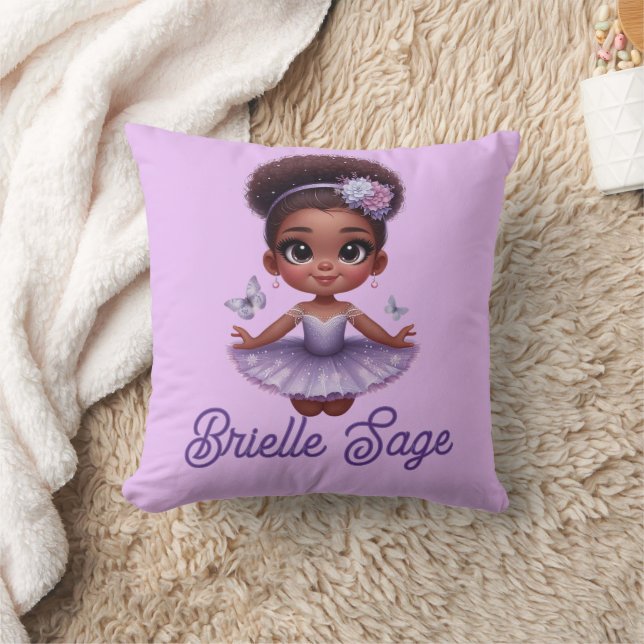 Sweet Afro Puff Purple Ballerina Girl  Cushion (Blanket)