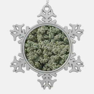 Sweet Alyssum Flowers White Floral Snowflake Pewter Christmas Ornament