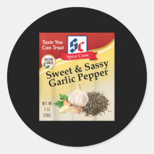 Sweet &amp; Sy Garlic Pepper Condiment Sce Group M Classic Round Sticker