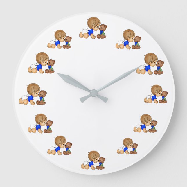 ***SWEET AND ADORABLE BABY BOY*** LARGE CLOCK (Front)