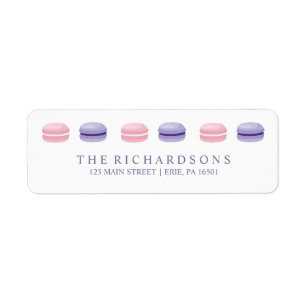 Sweet and Chic Pink and Purple French Macarons Return Address Label