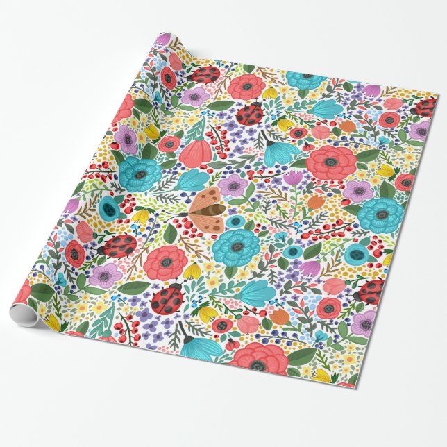 Sweet and Colourful  Floral Ditsy | Wrapping Paper (Unrolled)