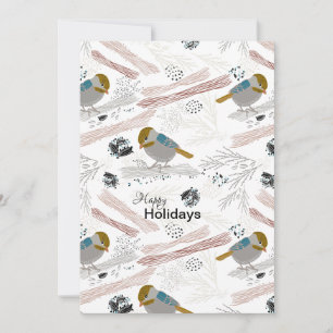 Sweet And Cute Chickadee Winter Holiday Card