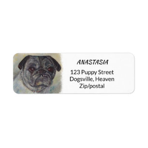 SWEET AND CUTE PUG RETURN ADDRESS LABEL