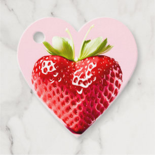 Sweet and heart Strawberry style valentine's day Favour Tags