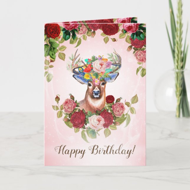 Sweet and Pink Elegant Floral Rose Dear Birthday Card (Front)