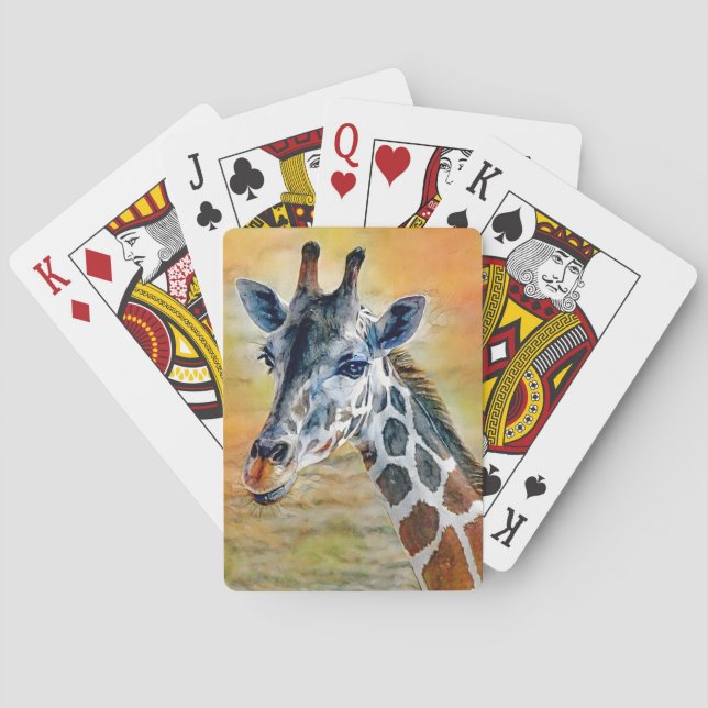 Sweet and Pretty Giraffe Art Playing Cards (Back)