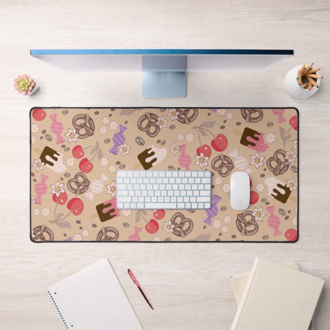 Sweet and Salty Treats Beige Pattern Desk Mat (Office 1)