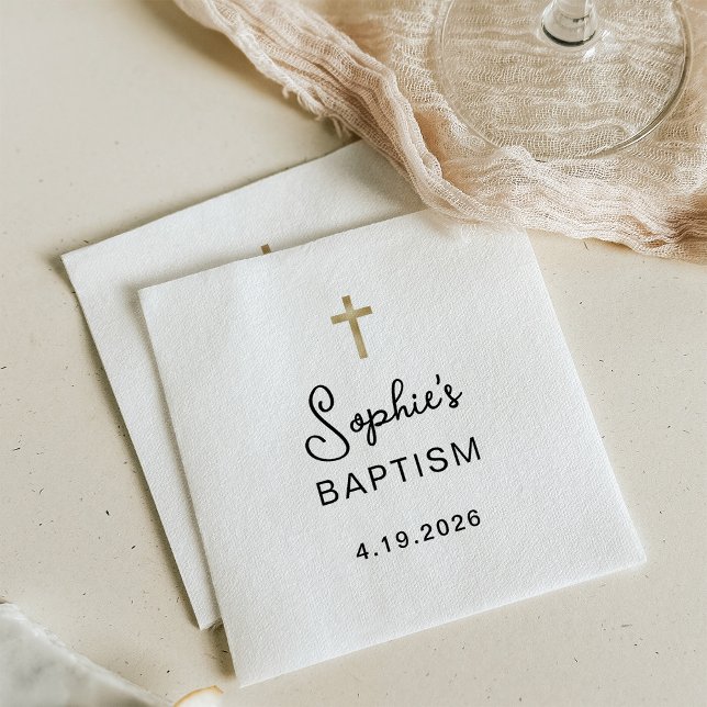 Sweet and Simple | Gold Cross Baptism Napkin (Creator Uploaded)