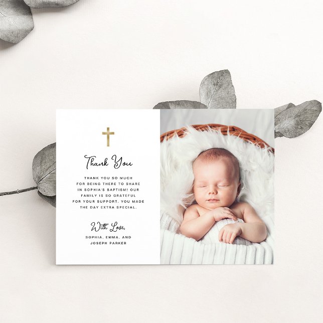 Sweet and Simple | Photo Baptism Thank You Card (Creator Uploaded)