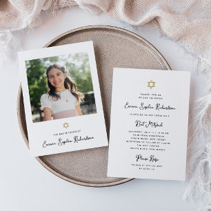 Sweet and Simple   Photo Bat Mitzvah Invitation