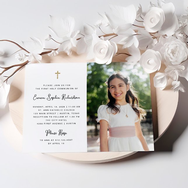 Sweet and Simple | Photo First Holy Communion Invitation (An elegant photo invitation for their First Holy Communion)