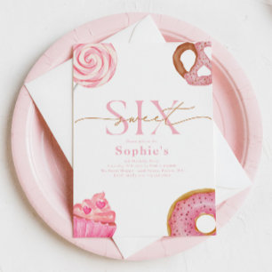 Sweet and Six Birthday Invitation