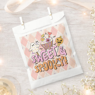 Sweet and Spooky Argyle Ghost Pumpkin Halloween Favour Bag