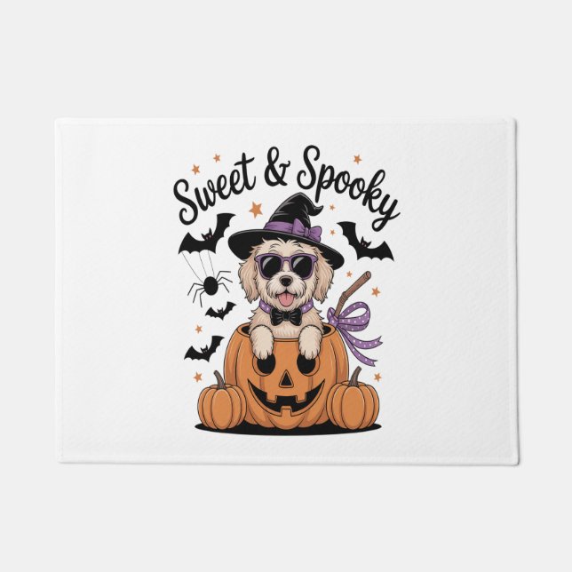 Sweet and Spooky Dog Halloween Doormat (Front)