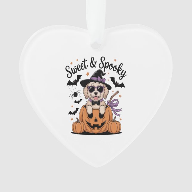 Sweet and Spooky Dog Halloween Ornament (Front)