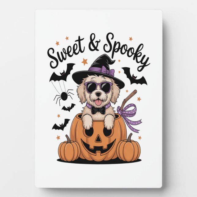 Sweet and Spooky Dog Halloween Plaque (Front)