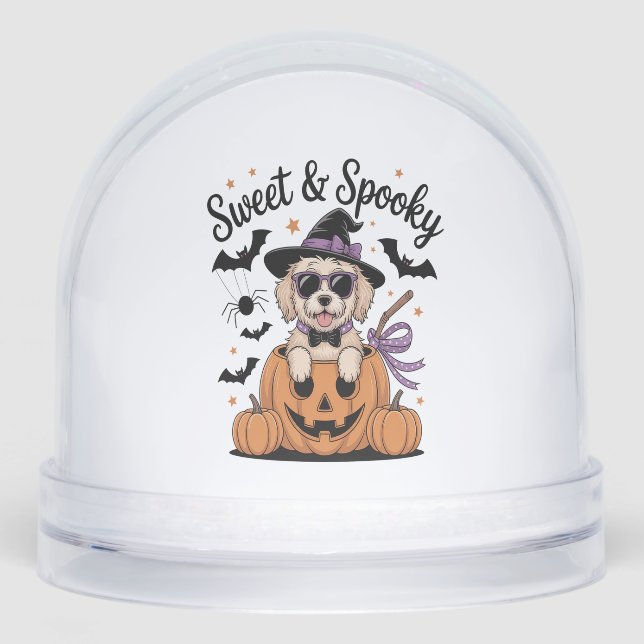 Sweet and Spooky Dog Halloween Snowglobe (Front)