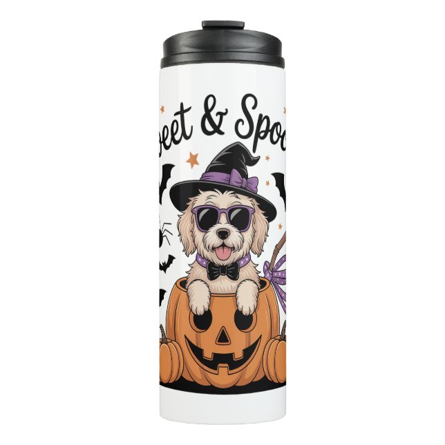 Sweet and Spooky Dog Halloween Thermal Tumbler (Front)